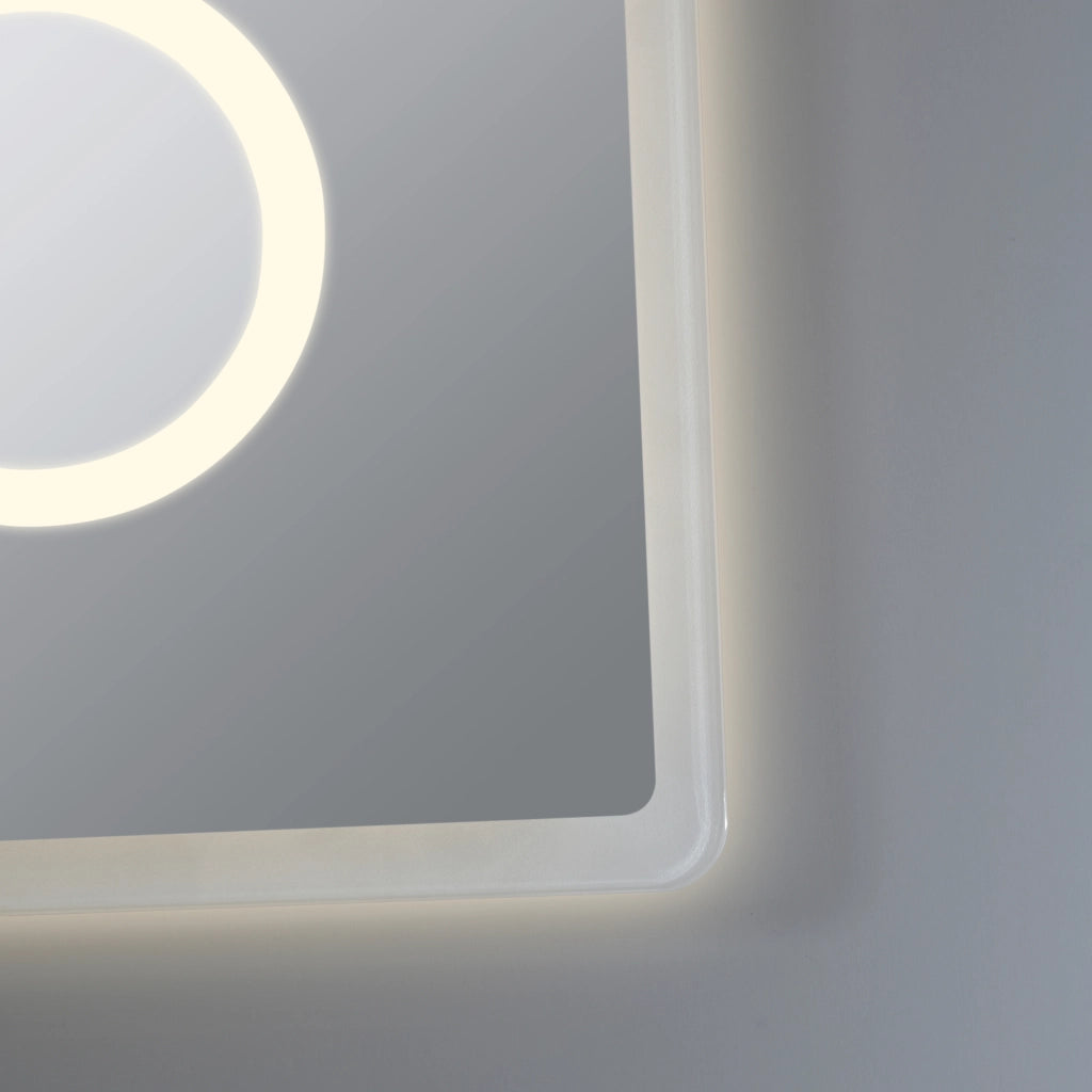 Specchio LED da Parete Racale Multifunzionale Cornice Bianca 100 x 70 cm pro.tec