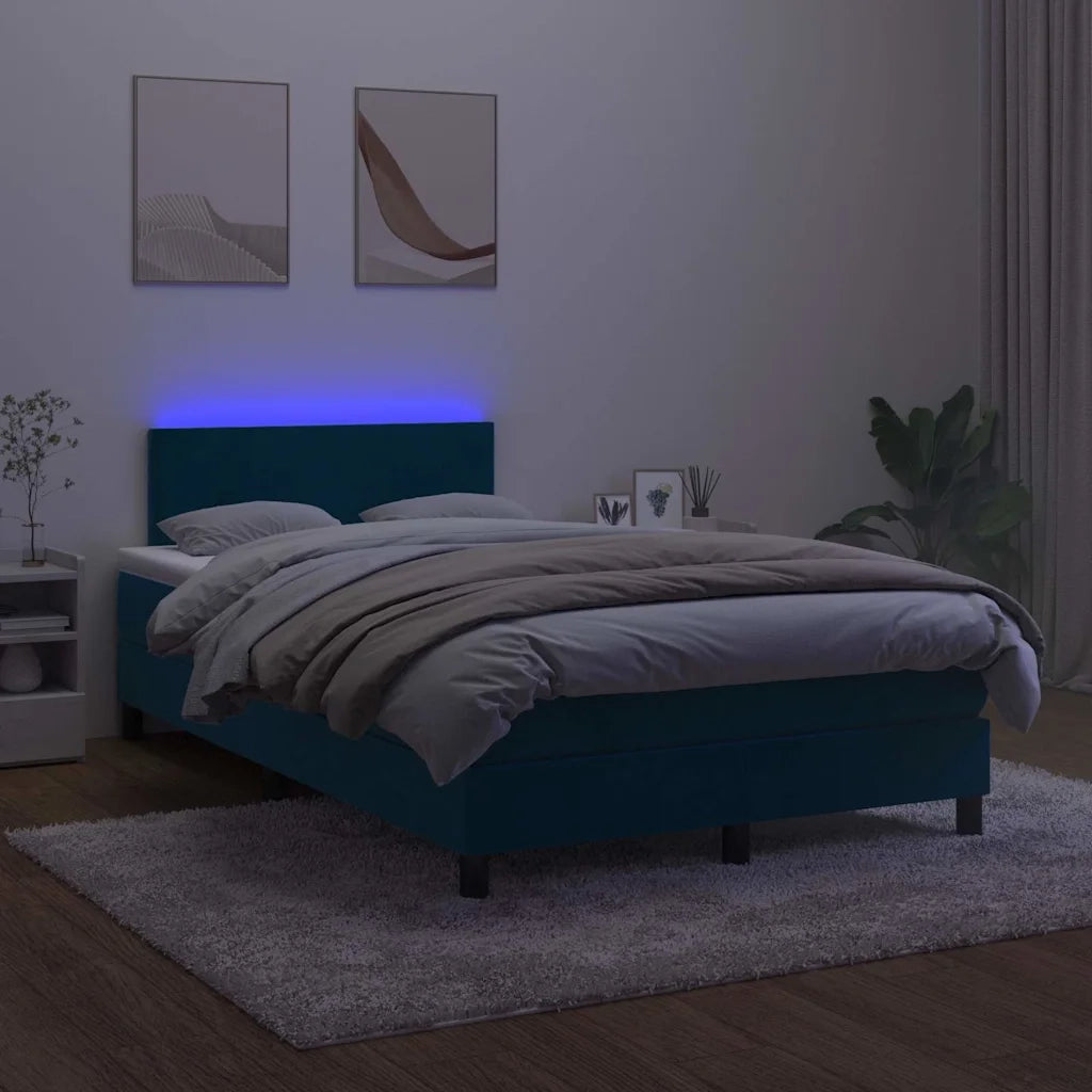Letto a Molle con Materasso e LED Blu Scuro 120x200cm 3134277