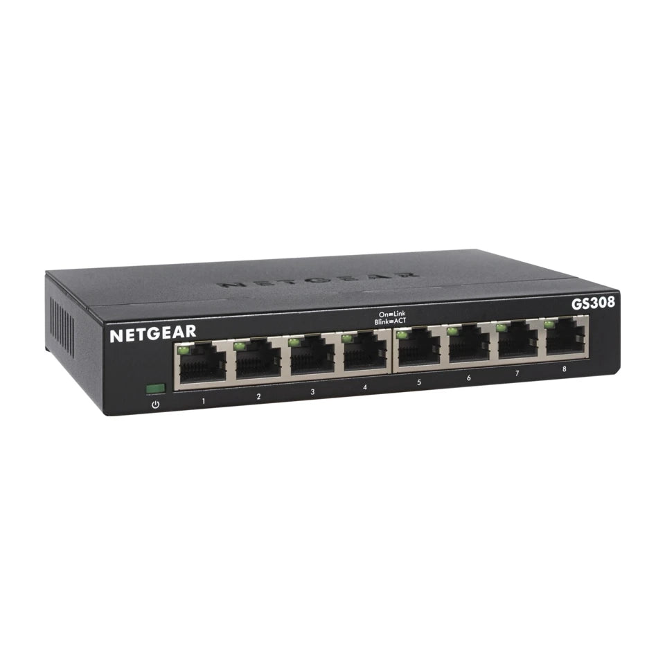 Switch di rete NETGEAR GS308-300PES non gestito L2 Gigabit Ethernet (10/100/1000) Nero