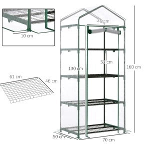 Mini serra in pellicola con 4 ripiani, 70 x 50 x 160 cm, trasparente