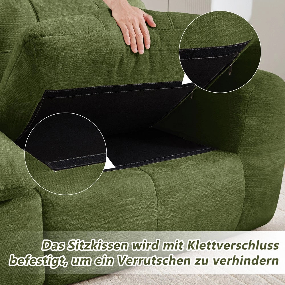 Divano 2 posti in tessuto chenille ¨C Minimal ¨C verde imbottito trapuntato