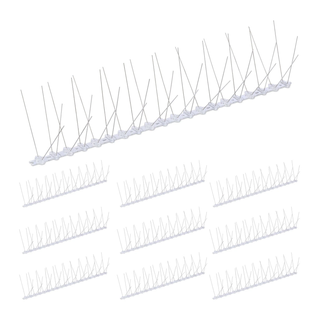 Set di 10 spuntoni anti uccelli per balcone giardino allontanano i piccioni 40 punte in acciaio inox argento 13_0016535