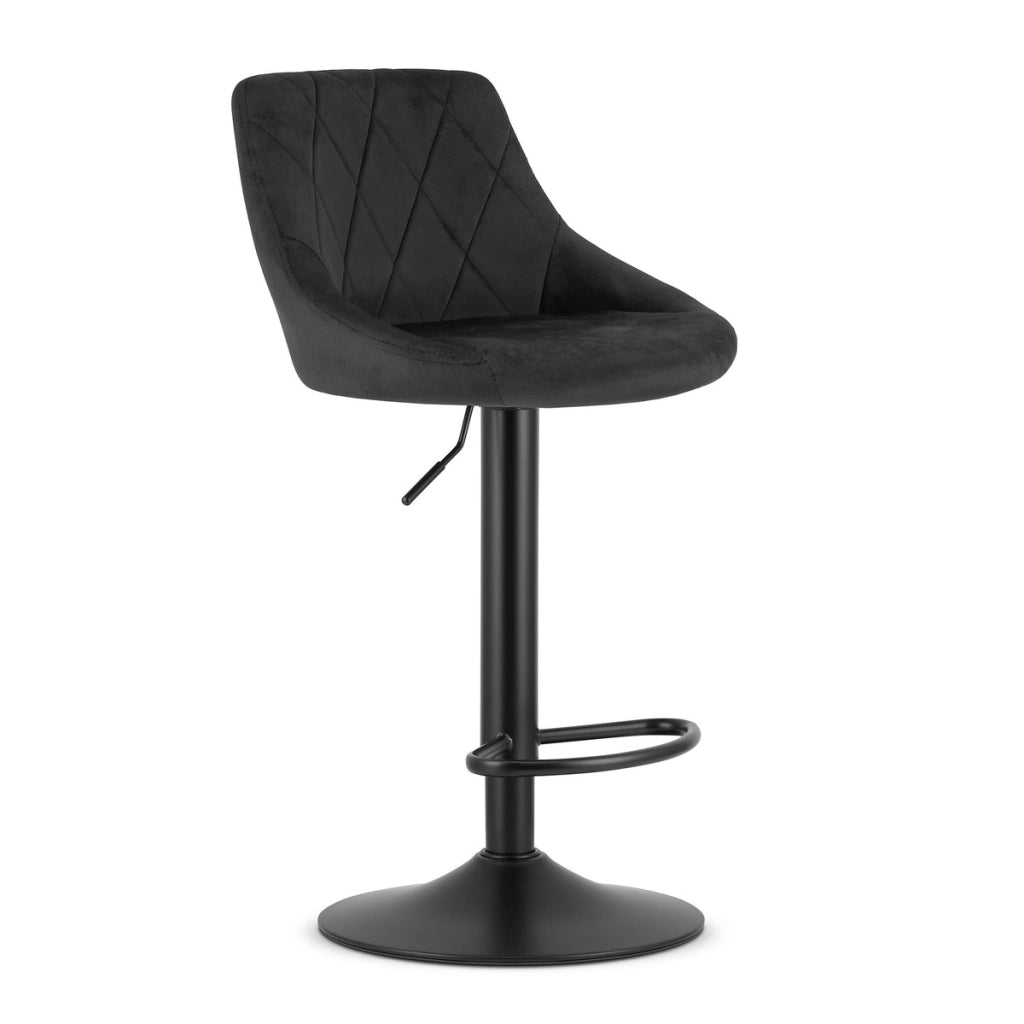 Set di 2 Sgabelli Bar Kast Girevoli in Velluto Nero