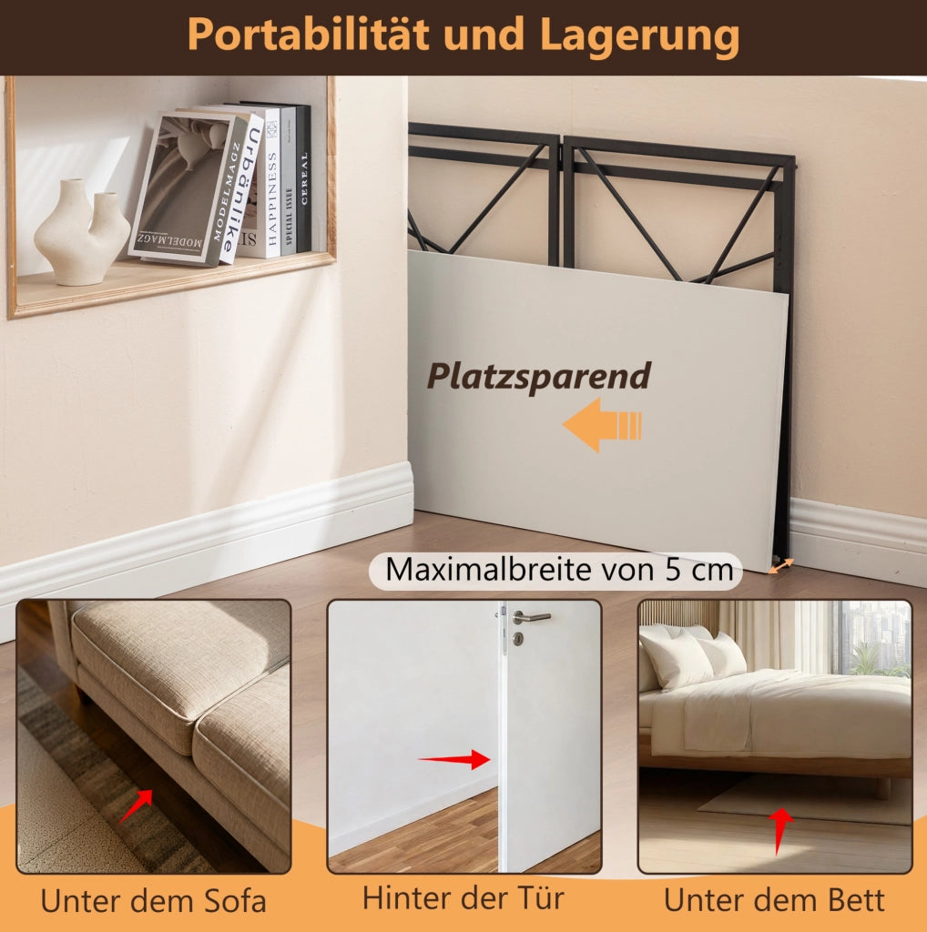 Scrivania pieghevole bianca in MDF 99x50x75 cm, ideale per casa e ufficio