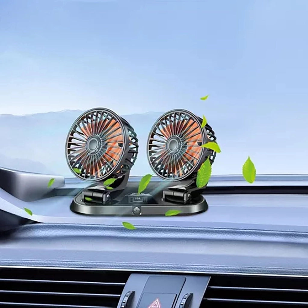 DOPPIO VENTILATORE PER AUTO 24V PORTATILE DA VIAGGIO REGOLABILE ARIA FRESCA