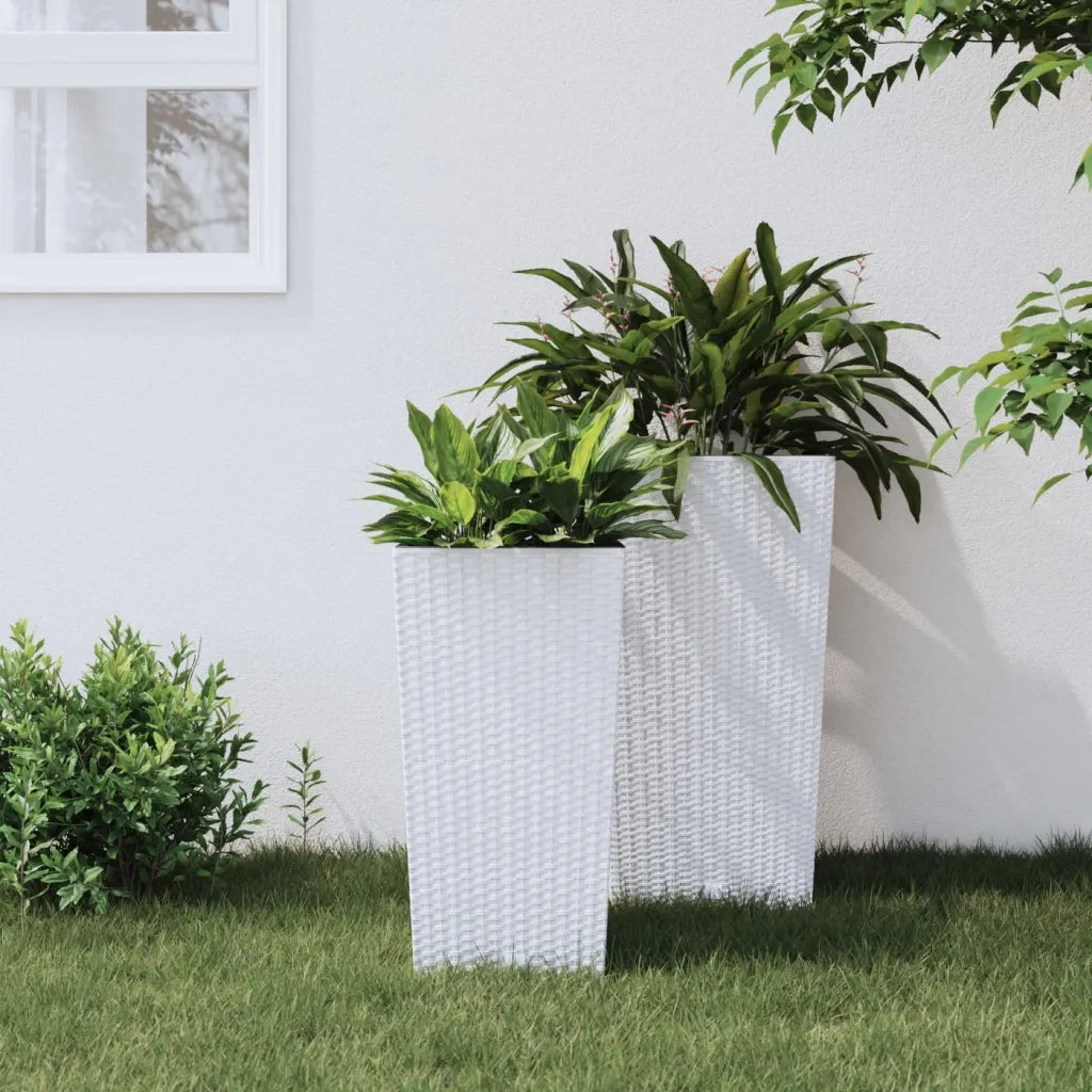 Fioriera con Interno Rimovibile Bianca 11 / 26,5 L in PP Rattan 364674