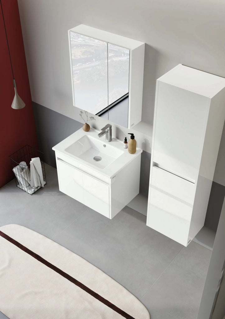 Set mobile lavabo con specchio (2 pezzi) "Arno 65" - 65 x 45 x 52 cm - Bianco