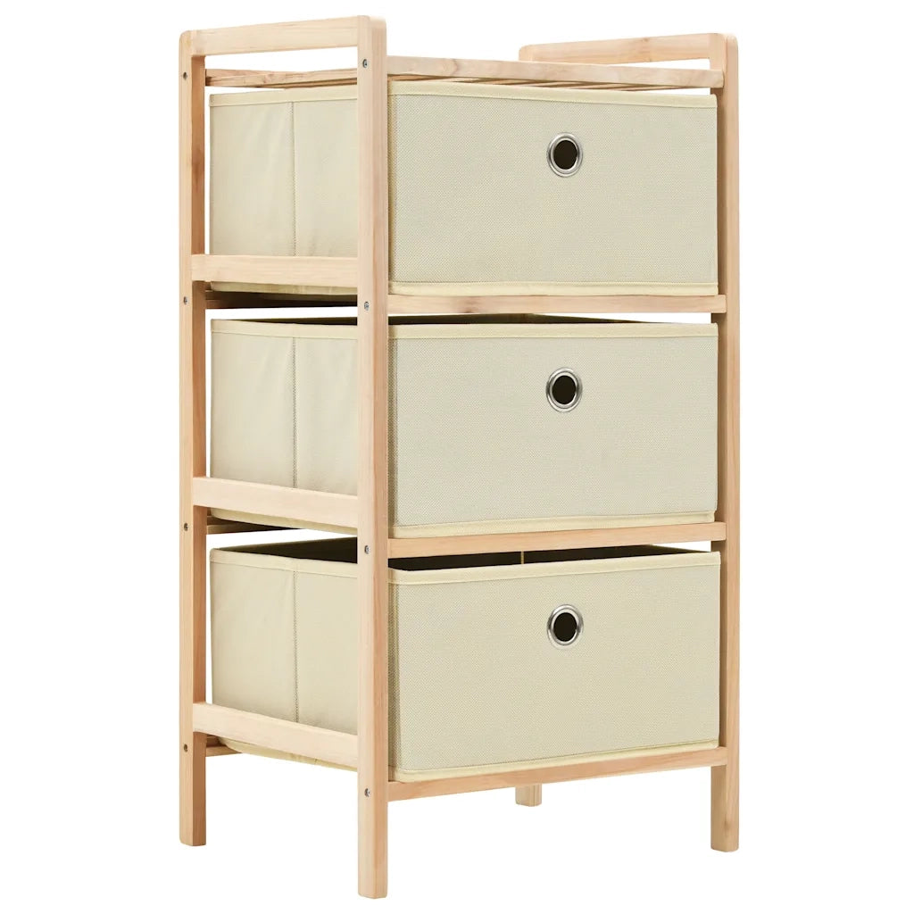 Scaffale con 3 Cesti in Tessuto in Legno di Cedro Beige 246433