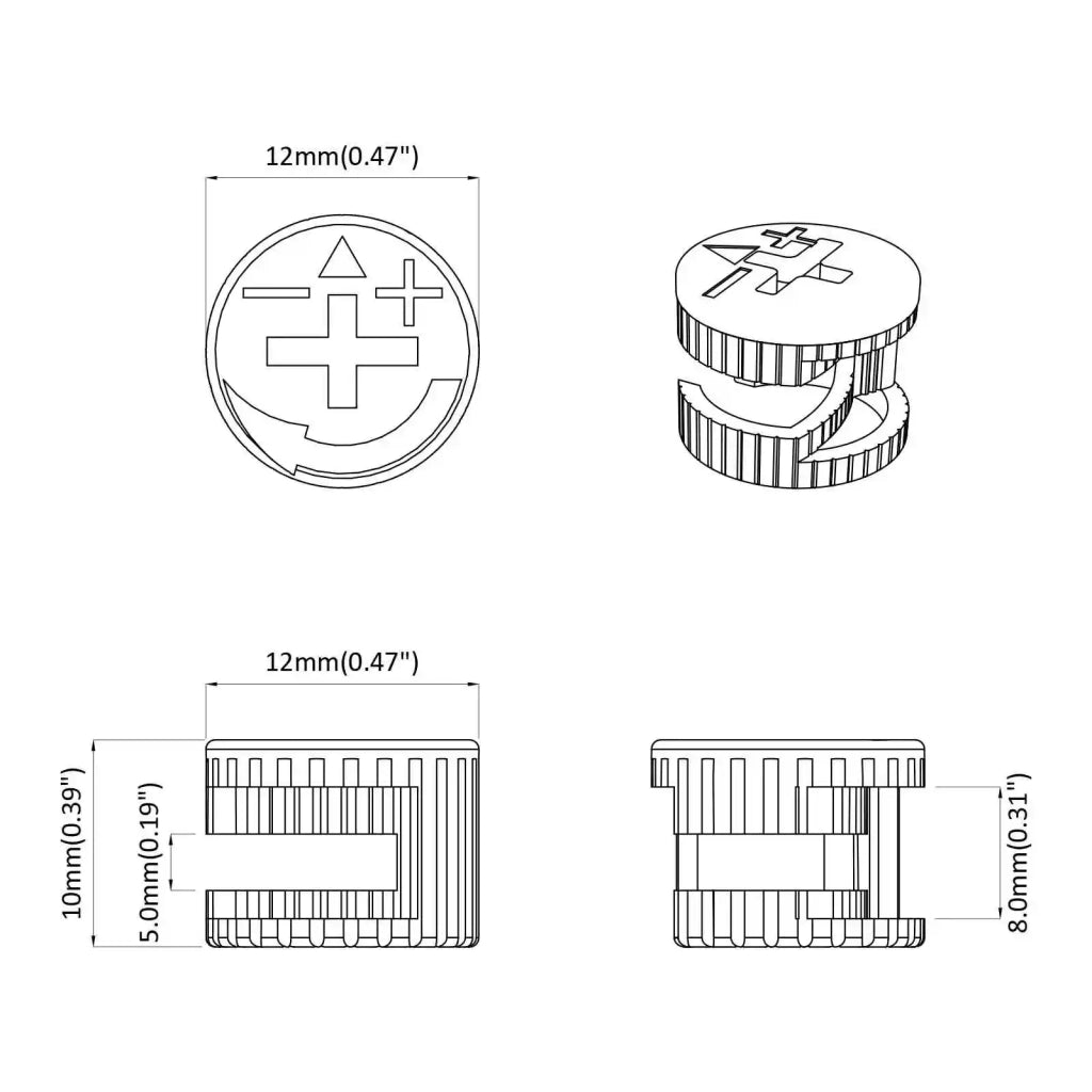 Dadi con bloccaggio a cam 2 pcs Argento 12 x 10 mm Metallo 864355