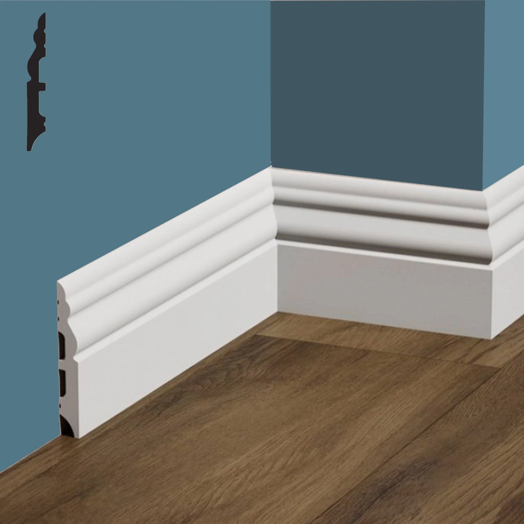 bancale da 48ml di Battiscopa DUCALE in POLIMERI FeelingWood-HD 100x14mm - BIANCO