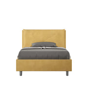 Letto 1 Piazza E Mezzo 130x200 cm con Rete Imbottito in Microfibra Appia Large Ocra