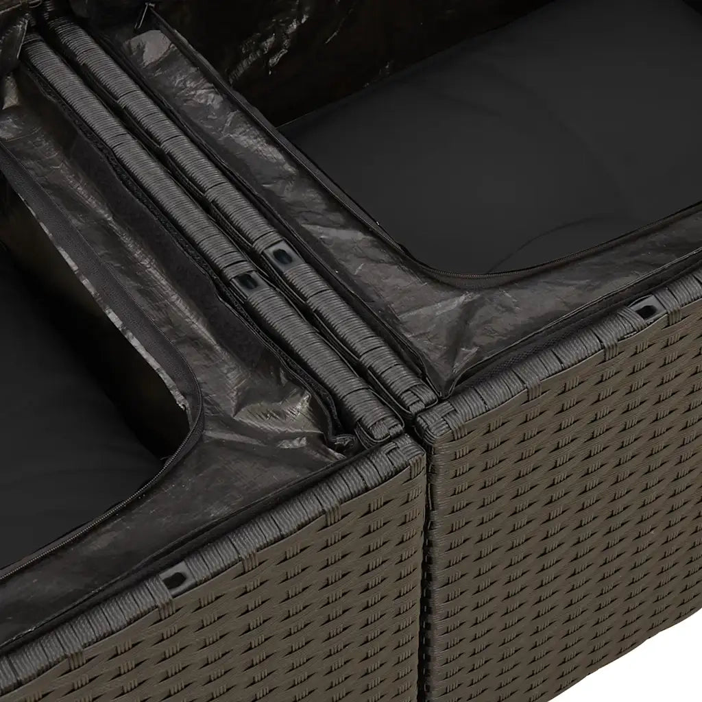 Set Divano da Giardino 6 pz con Cuscini Nero in Polyrattan 3325581