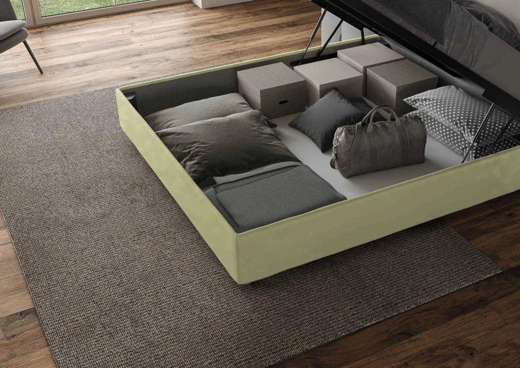 Letto 1 Piazza E Mezzo 130x190 cm con Rete Imbottito in Microfibra Mika Tè Verde