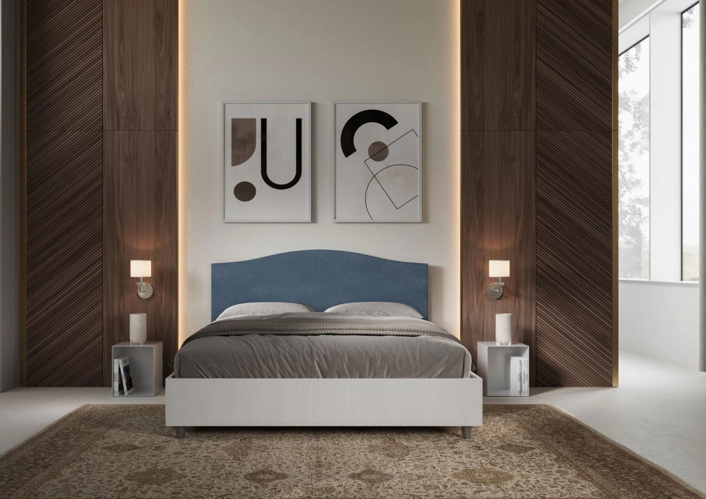 Letto Matrimoniale 160x200 cm con Rete Grace Blu