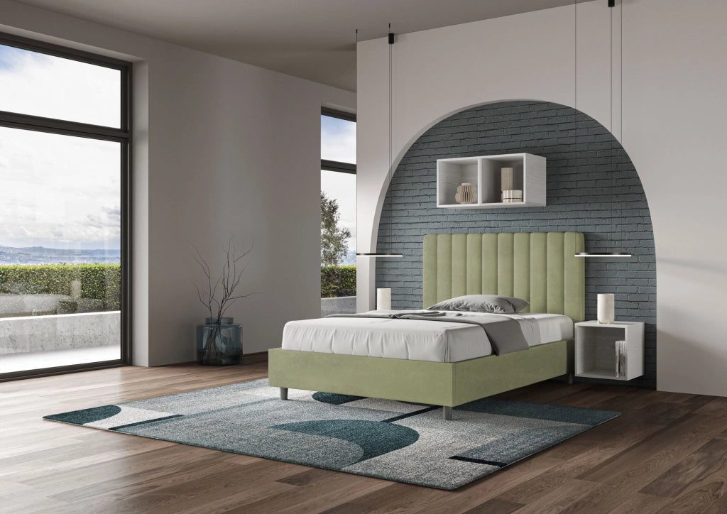 Letto 1 Piazza e Mezzo 120x200 cm con Rete Agueda Tè verde