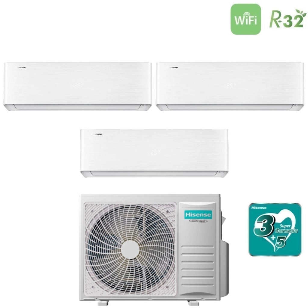 Climatizzatore Condizionatore Hisense Trial Split Inverter serie ENERGY PRO X 9+9+12 con 3AMW62U4RJC R-32 Wi-Fi Integrato 9000+9000+12000