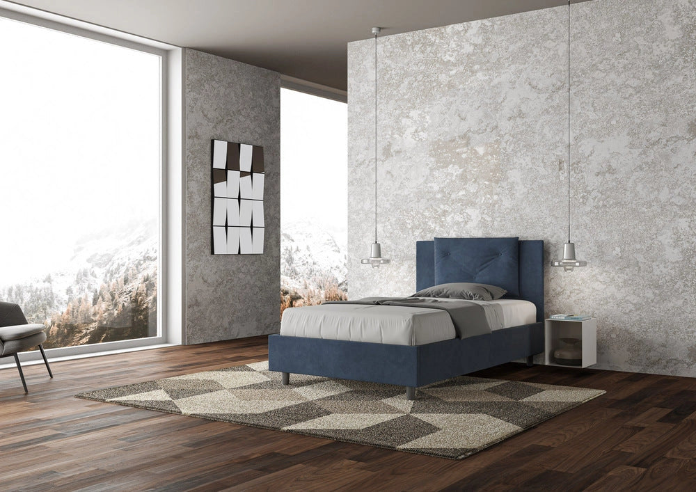 Letto 1 Piazza e Mezzo 110x200 cm con Rete e Contenitore Appia Blu