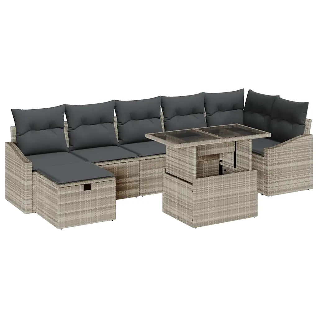 Set Divano da Giardino 8 pcs Grigio chiaro polyrattan 3361181