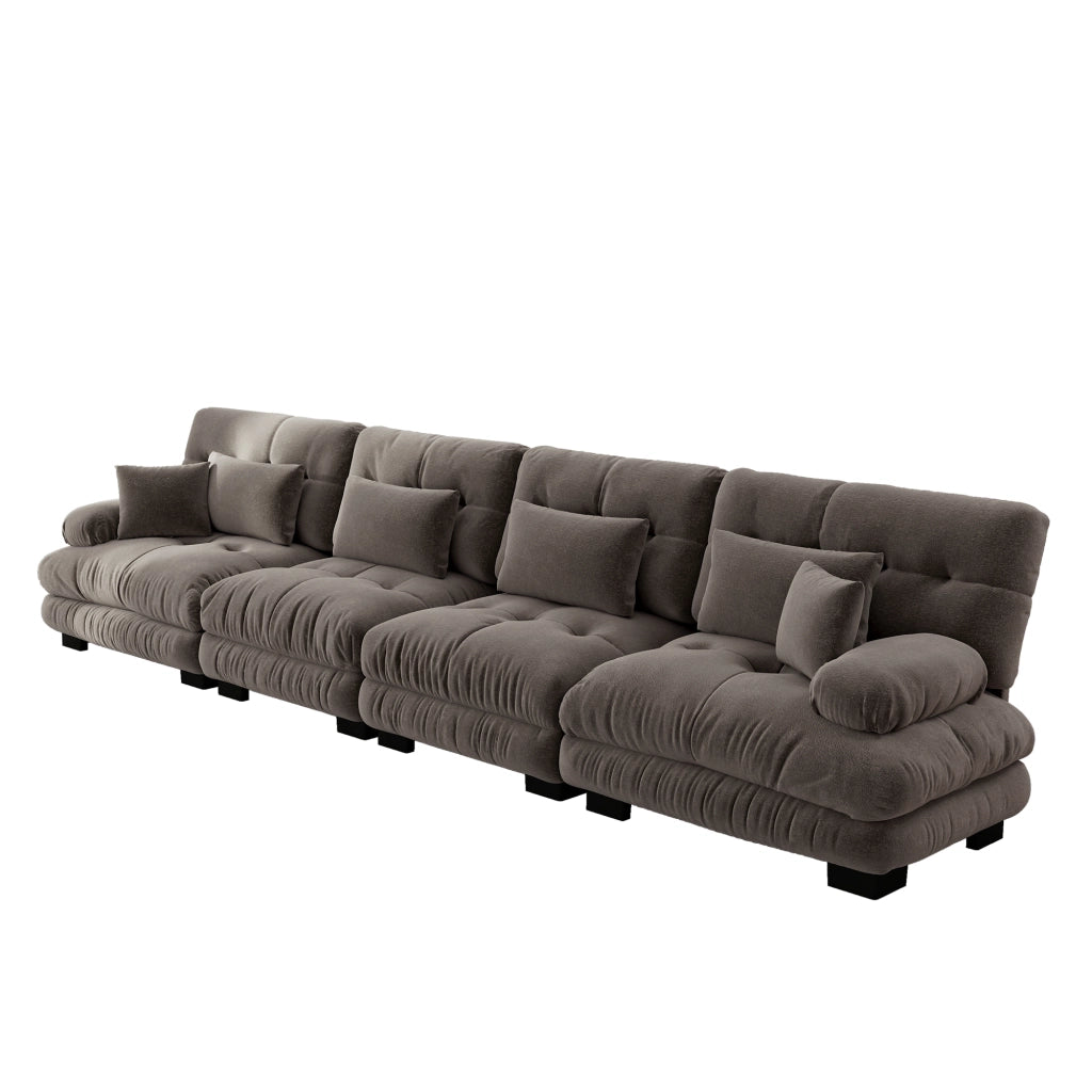 Divano Angolare Modulare 4 Posti ¨C Xylo ¨C Chenille Marrone, Sofa Letto