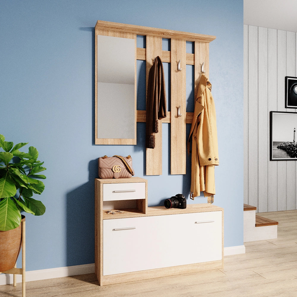 Vicco Armadio da ingresso Bianco/Sonoma 25 x 191 cm