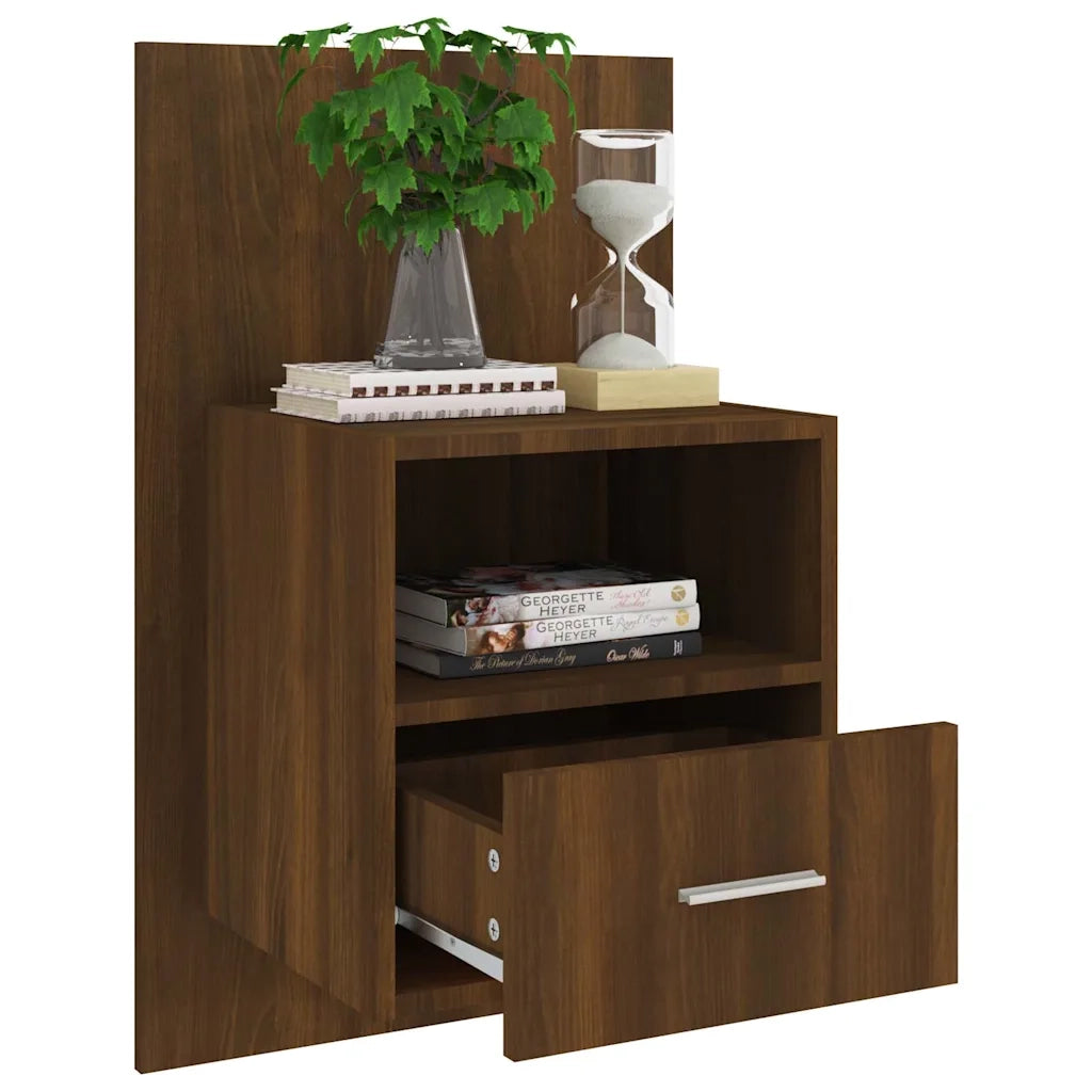 Comodino a Muro Rovere Marrone 816968