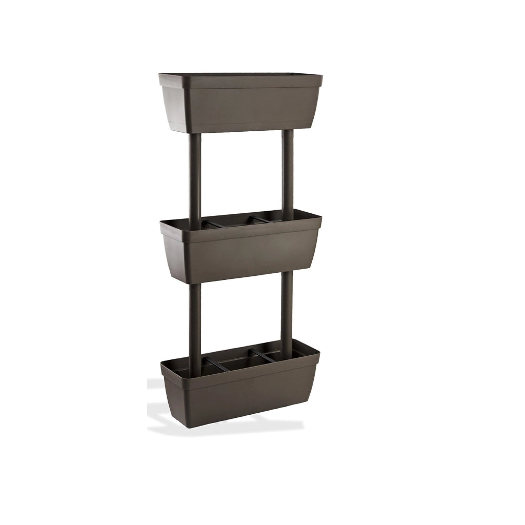 Fioriera verticale componibile 3 vasi kit vasi orto 49x16,1xH100cm tortora fiori