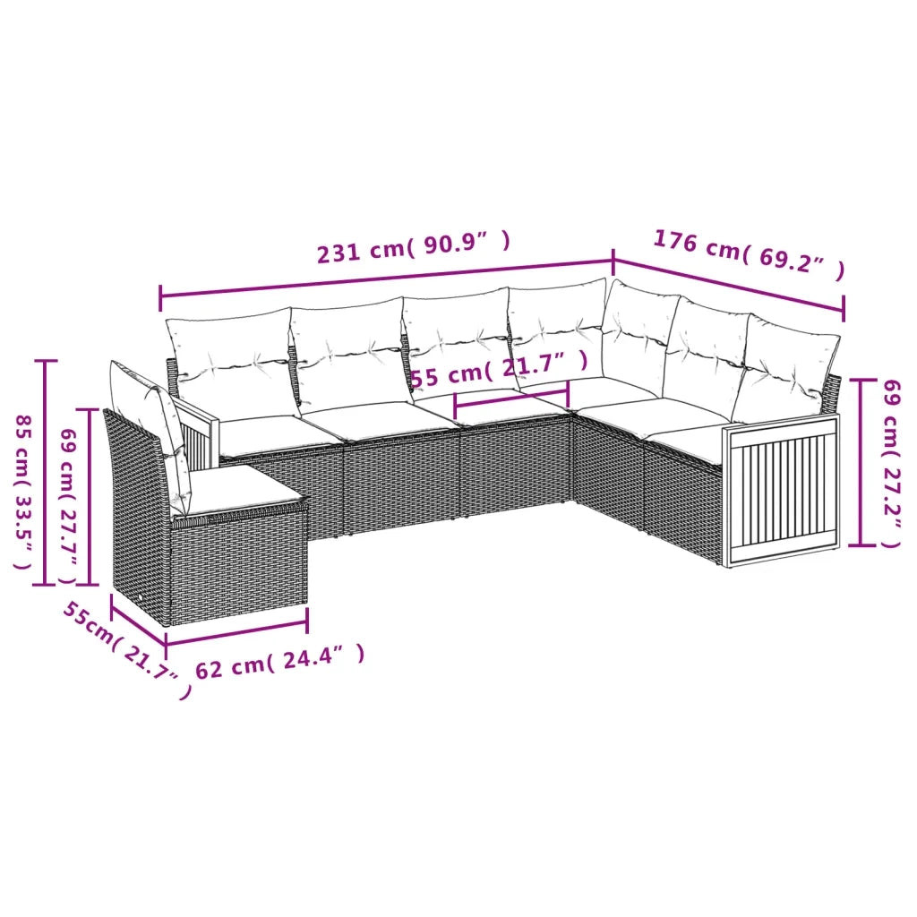 Set Divano da Giardino 6 pz con Cuscini Grigio in Polyrattan