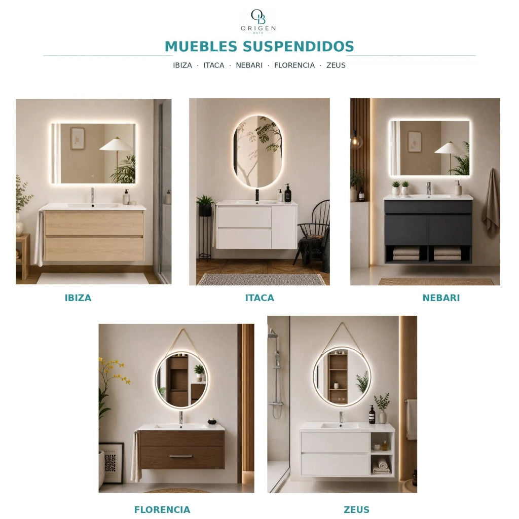 Mobile bagno con lavabo ORIGENBATH CAPRERA senza specchio 90x40 cm bianco con colonna