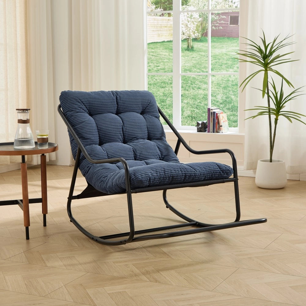 Poltrona a Dondolo con Cuscino ¨C Xylo ¨C Nero/Blu Navy