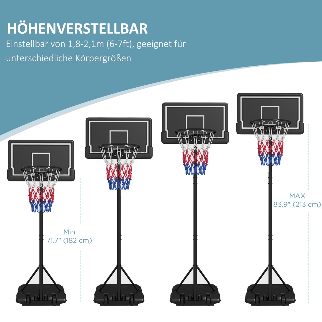 Canestro da Basket Regolabile ¨C Xylo ¨C Altezza 1,82-2,13m Mobile Nero