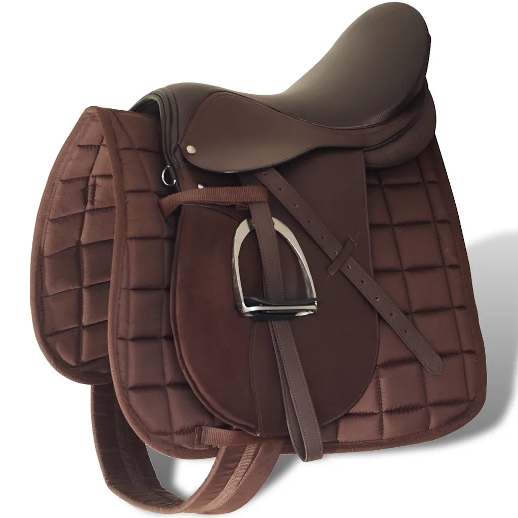 Set Sella Equitazione 17,5" in pelle naturale Marrone 12 cm 5-in-1 90647