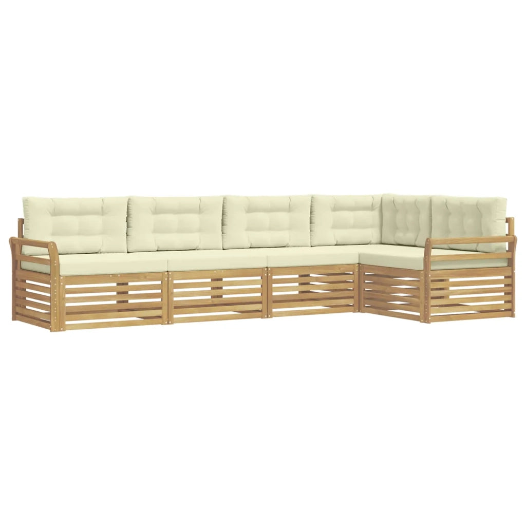 Set di divani da esterno 5 pz Bianco e Crema Poliestere 3390485