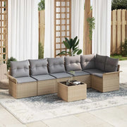 Set Divano da Giardino con cuscino 7 pcs Beige polyrattan 3345390