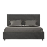 Letto matrimoniale contenitore imbottito 160x210 microfibra grigio Mika