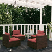 Set Divani da Giardino 4 pz con Cuscini in Polyrattan Marrone 3101531