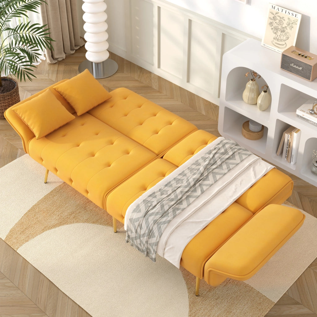 DIVANO LETTO 2 POSTI 215 x 81,5 cm Velluto Giallo