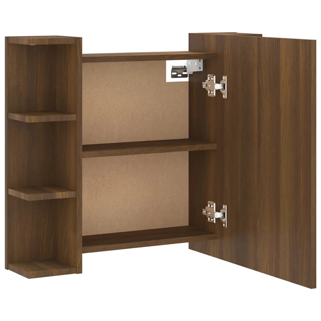 Mobile a Specchio con LED Rovere Marrone 70x16,5x60 cm 820453