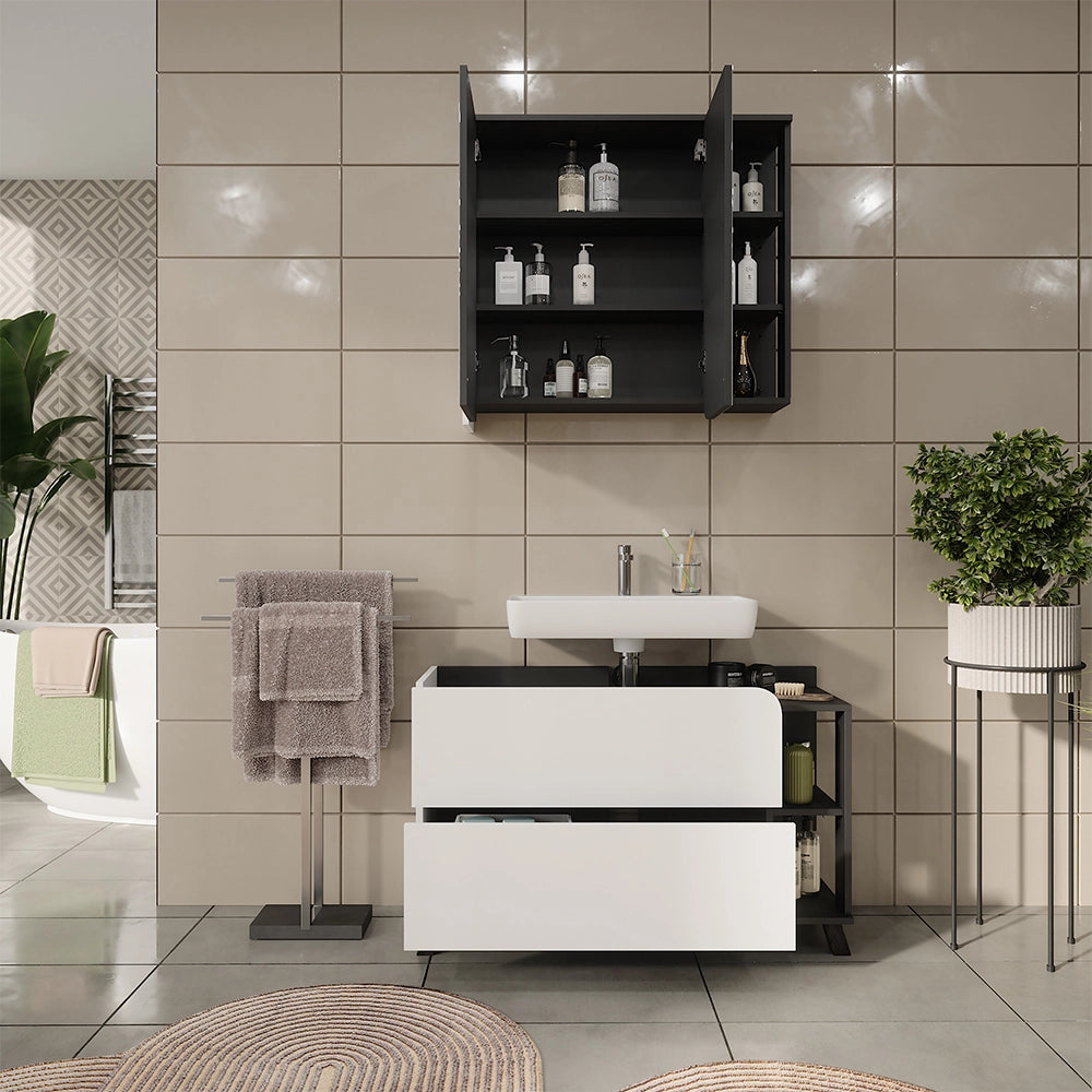 Vicco Set di mobili da bagno Antracite/bianco 2 parti