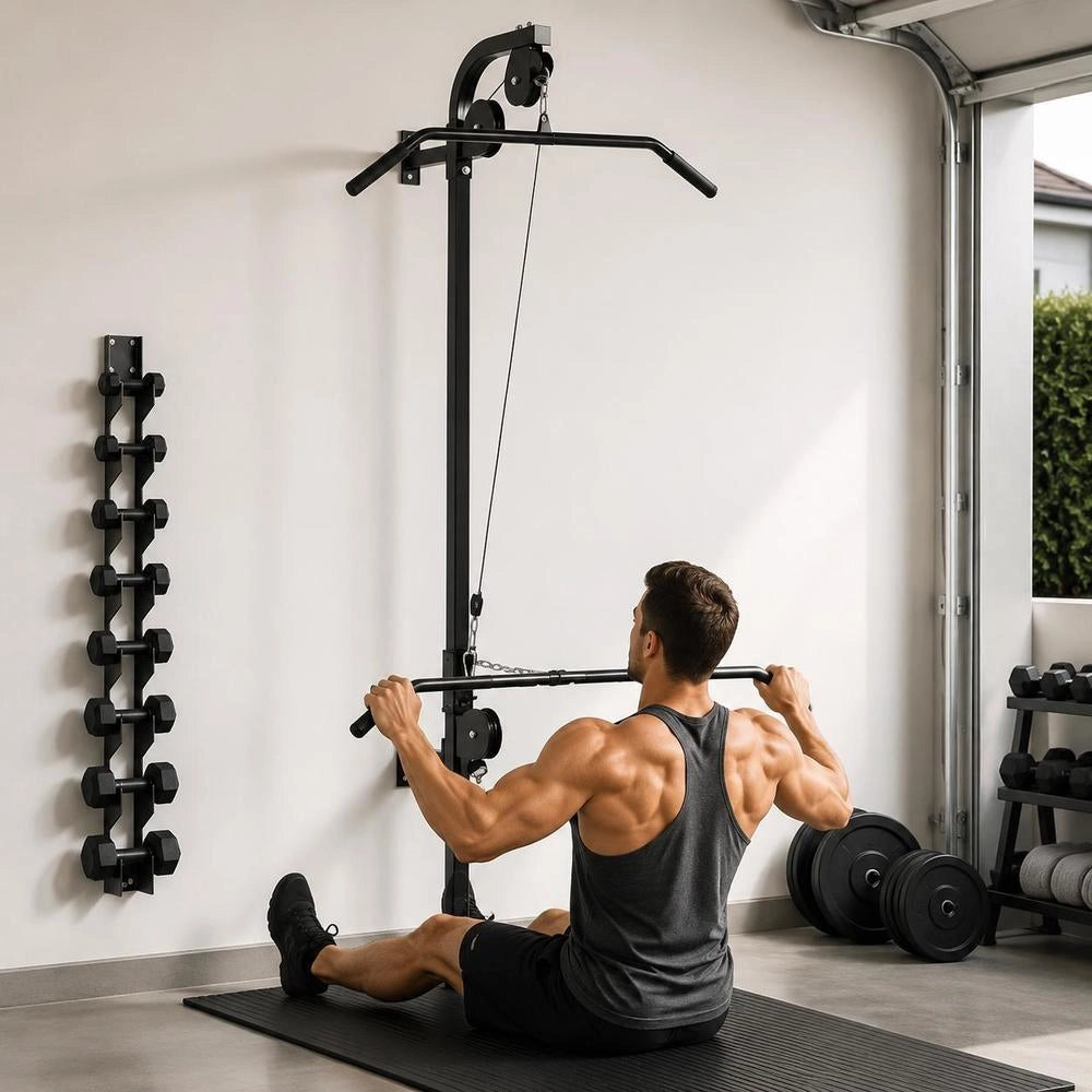 Lat Pulldown Tower With 2 Pulleys, Wall Mounted