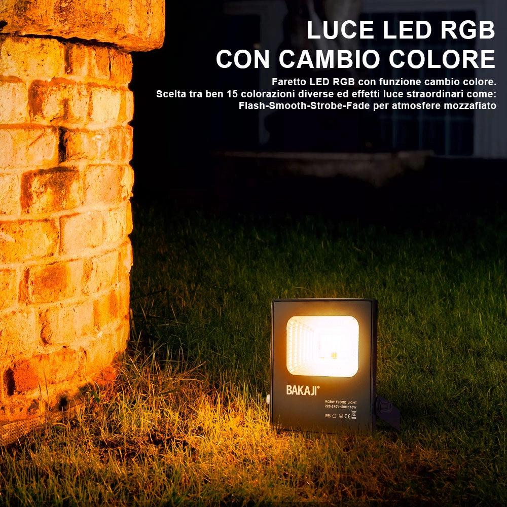 Faro LED RGB 30W Luce Regolabile Esterno IP65 con Telecomando e Effetti Speciali