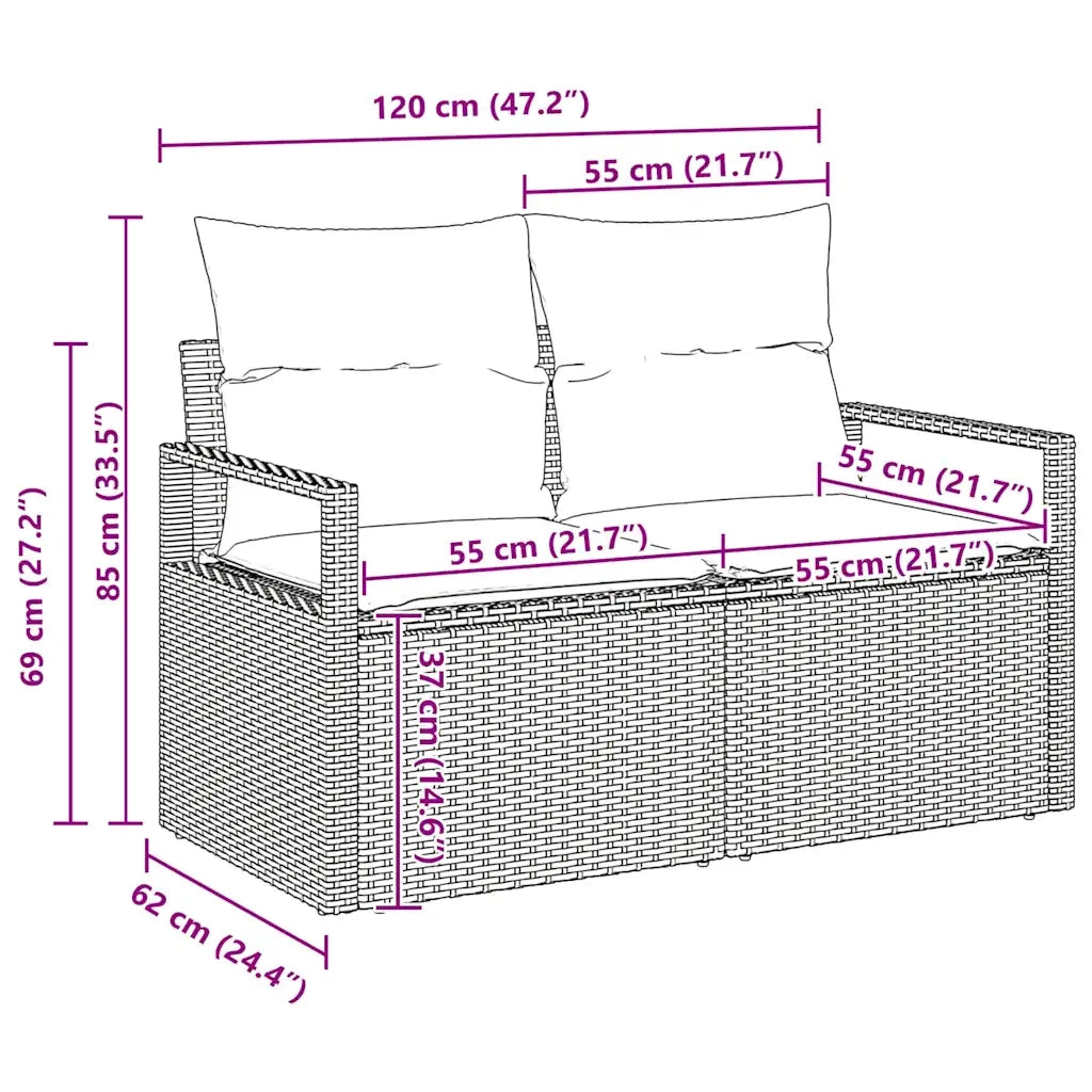 Set Divano da Giardino con cuscino 8 pcs Nero polyrattan 3347669