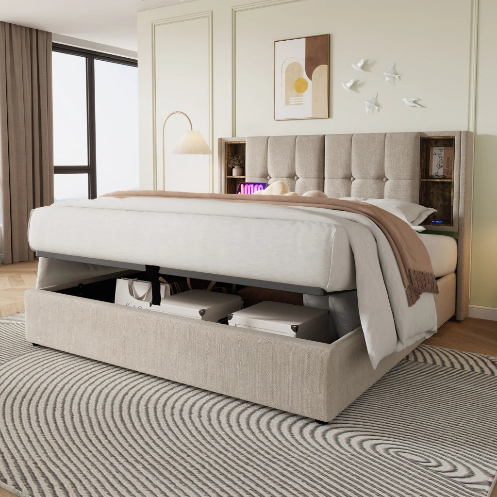 letto imbottito lino naturale 140 x 200 cm