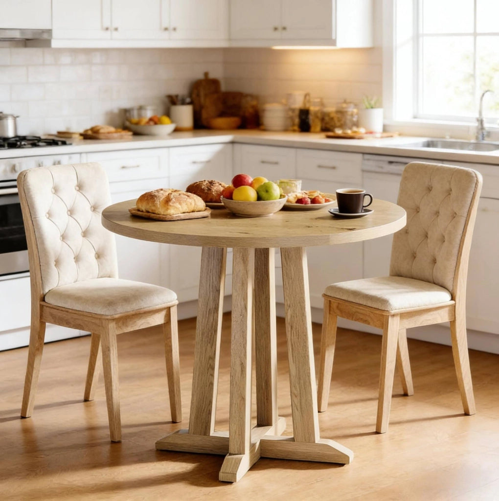 TAVOLO da pranzo rotondo 80 cm in legno marrone