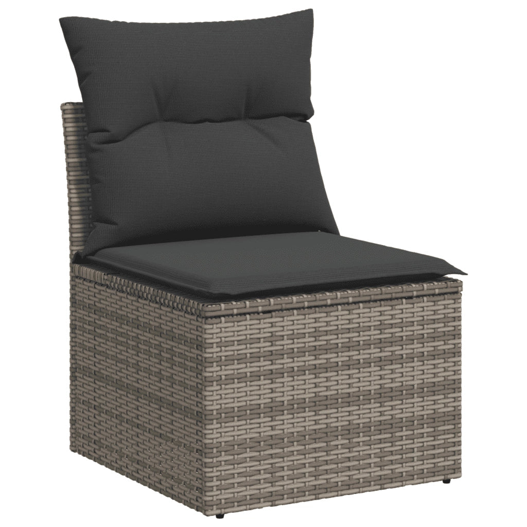 Set Divano da Giardino 10 pz con Cuscini Grigio in Polyrattan 3217800