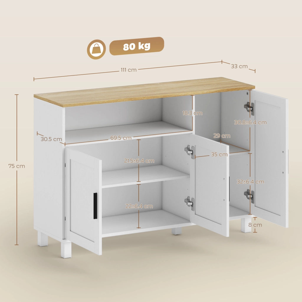 Credenza con ante e cassetti ¨C Minimal ¨C Bianco 110x33x75 cm