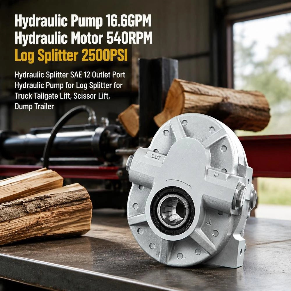 Hydraulic Pump 16.6 GPM, Hydraulic Motor 540 Rpm, Log Splitter 2500 PSI, Hydraulic Splitter SAE 12 Outlet Connection, Hydraulic Pump For Log Splitter For Truck Tailgate Lift, Scissor Lift, Tipper Trailer
