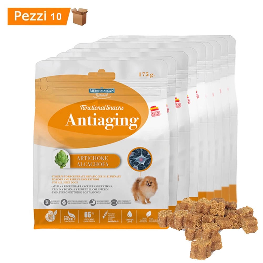 Multipack da 10 pz snack funzionali per cani mediterranean natural antieta' 175 gr