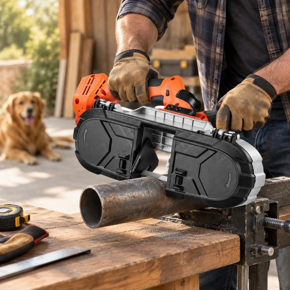 20V Cordless Bandsaw, 65mm Cutting Depth, With Brushless Motor, Cordless & Compact Carrying Case, Hanging Hook, 0-192 M/min Variable Speed, For Cutting Metal And Wood (tool Only)