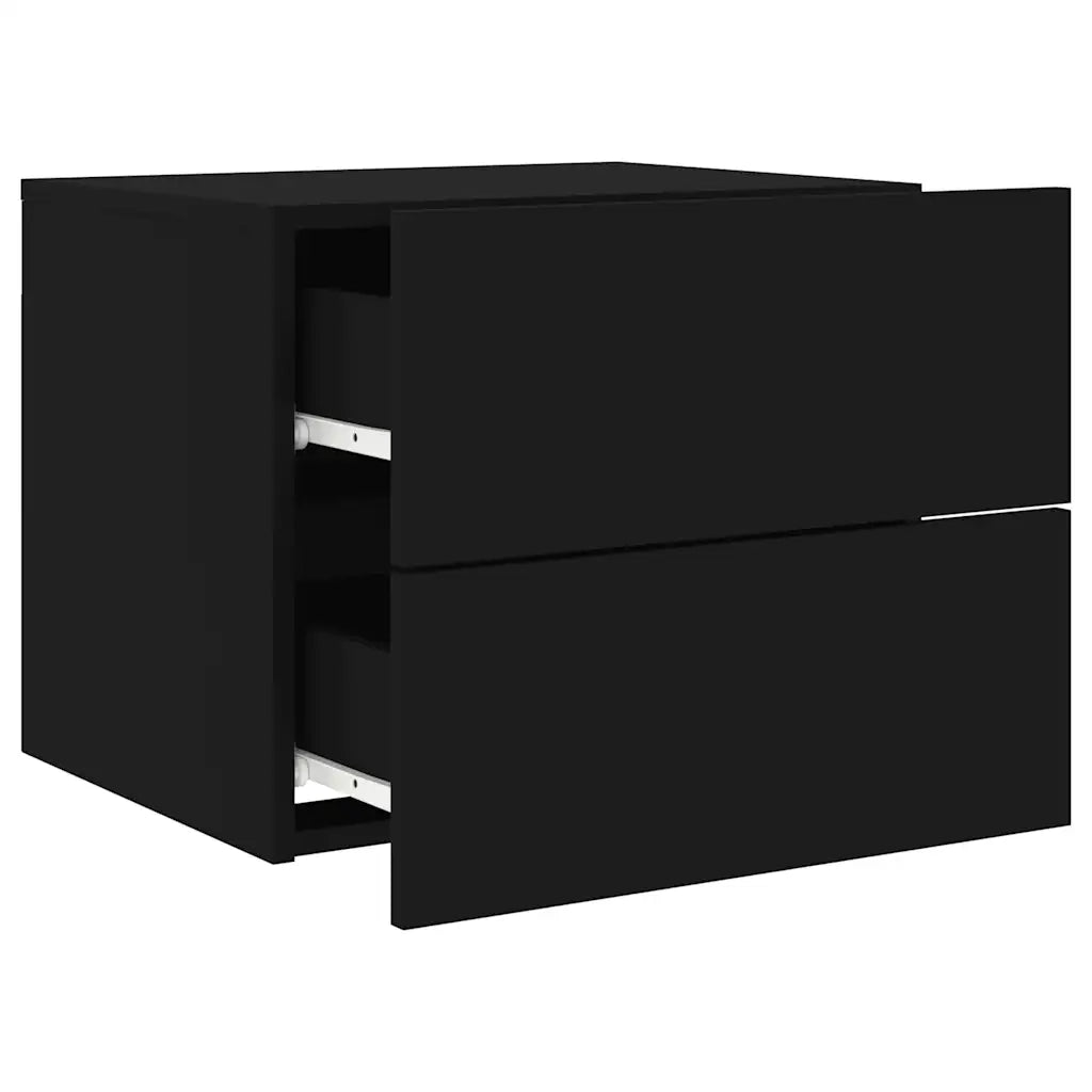 Comodini a Parete con Luci LED 2 pz Neri 836815