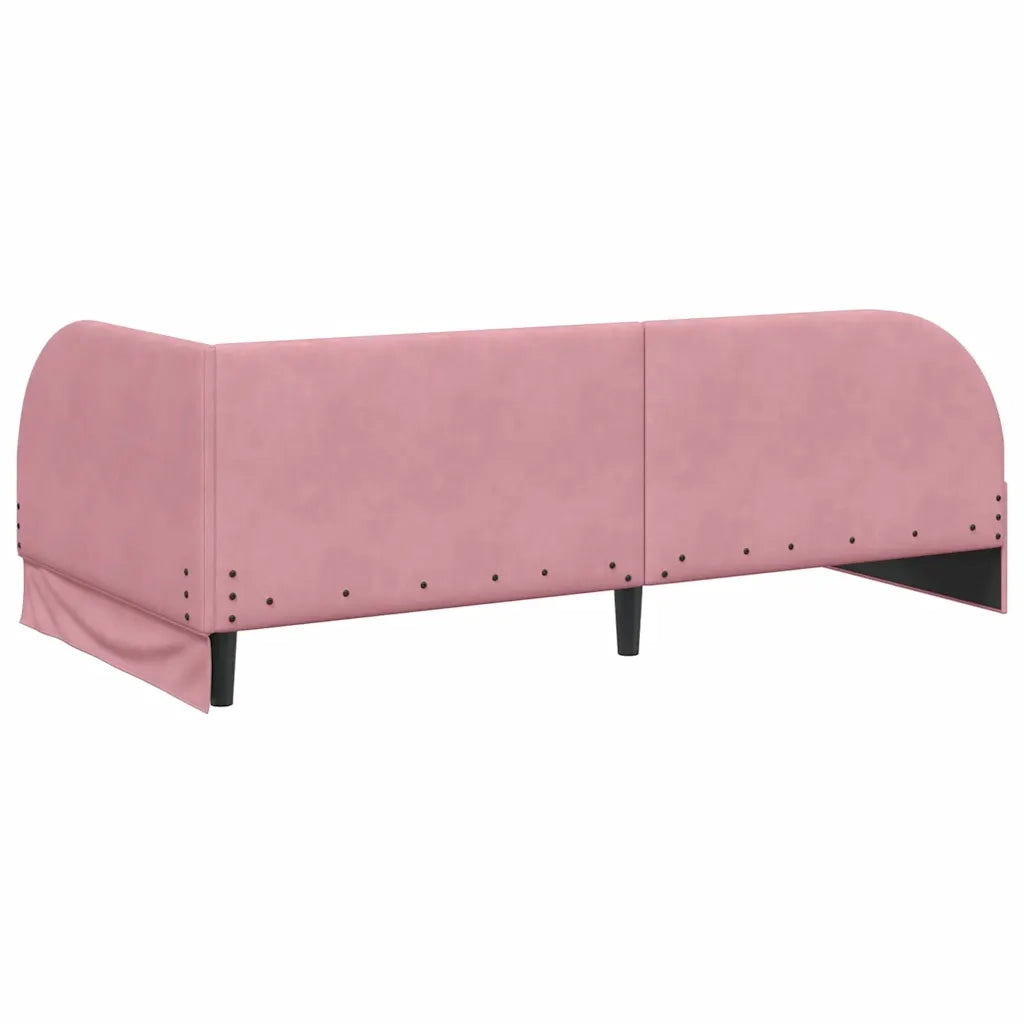 Cornice del letto ad angolo Rosa 90 cm x 190 cm Velluto